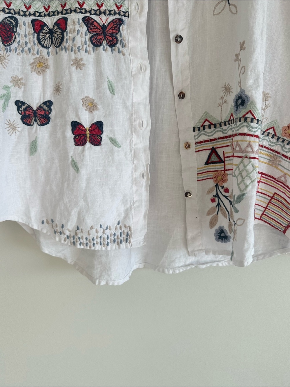Johnny Was Aravis Linen Embroidered Shirt White Size XS - Picture 9 of 14